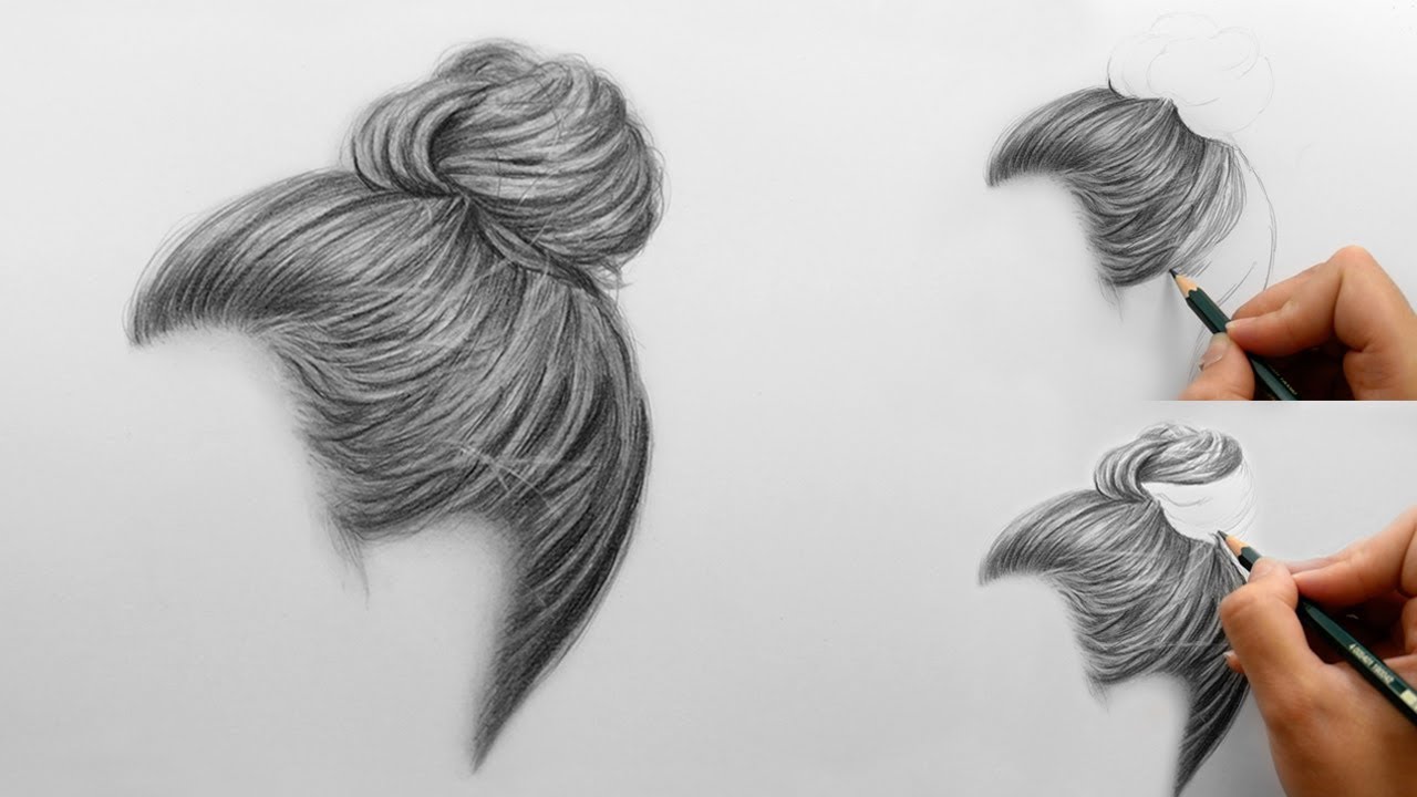 blue bun hair drawing