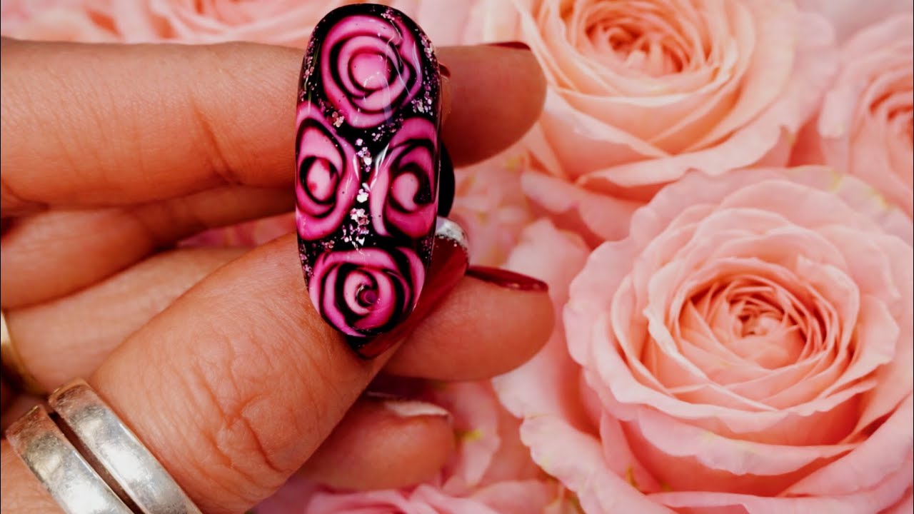 Rose flower nail art design | new easy nail art for beginners | step by step rose nail art 