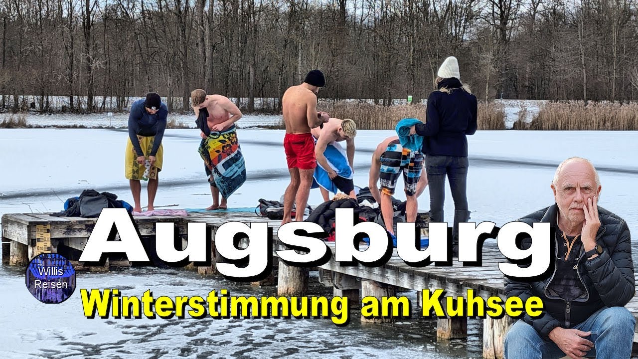 🇩🇪 Augsburg - 4K Minus acht Grad am Kuhsee – Winterzauber, Eisbad und ein stiller Schwan