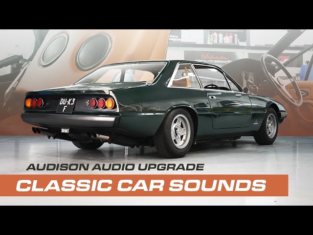 Classic Ferrari 365 GT4 gets MODERN AUDIO UPGRADE | Car Audio u0026 Security class=