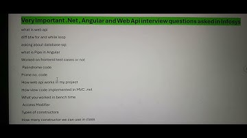 Very Important .Net,Angular,WebAPI, OOPs interview questions asked in Infosys