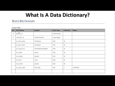 Database Design 4 - Creating a Data Dictionary