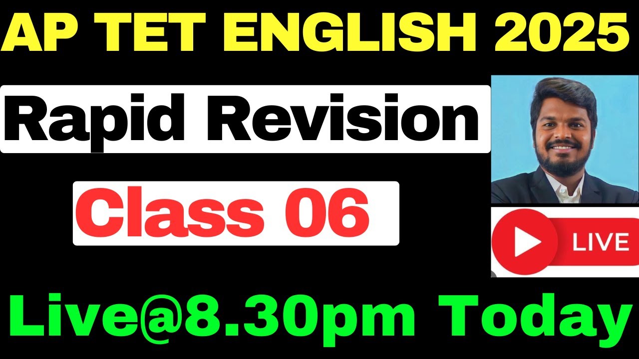 AP TET 2025  ENGLISH LIVE CLASSES🔴LIVE@🔴8.15 PM RAPID REVISION CLASSES -CLASS 06 EXPLANATION