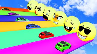 Cars vs Smileys with Feelings | Cool, Funny, Angry, Scared, Dizzy, Sad - BeamNG.drive