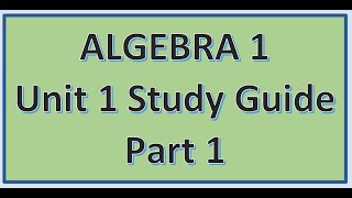 Alg1 Unit 1 Study Guide Key Part 1