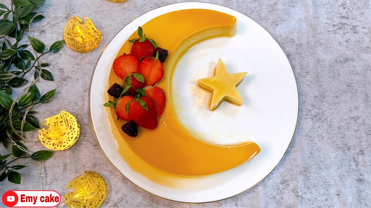 أطعم كريم كراميل بشكل هلال رمضان👌🏻 #رمضان #رمضان_كريم 