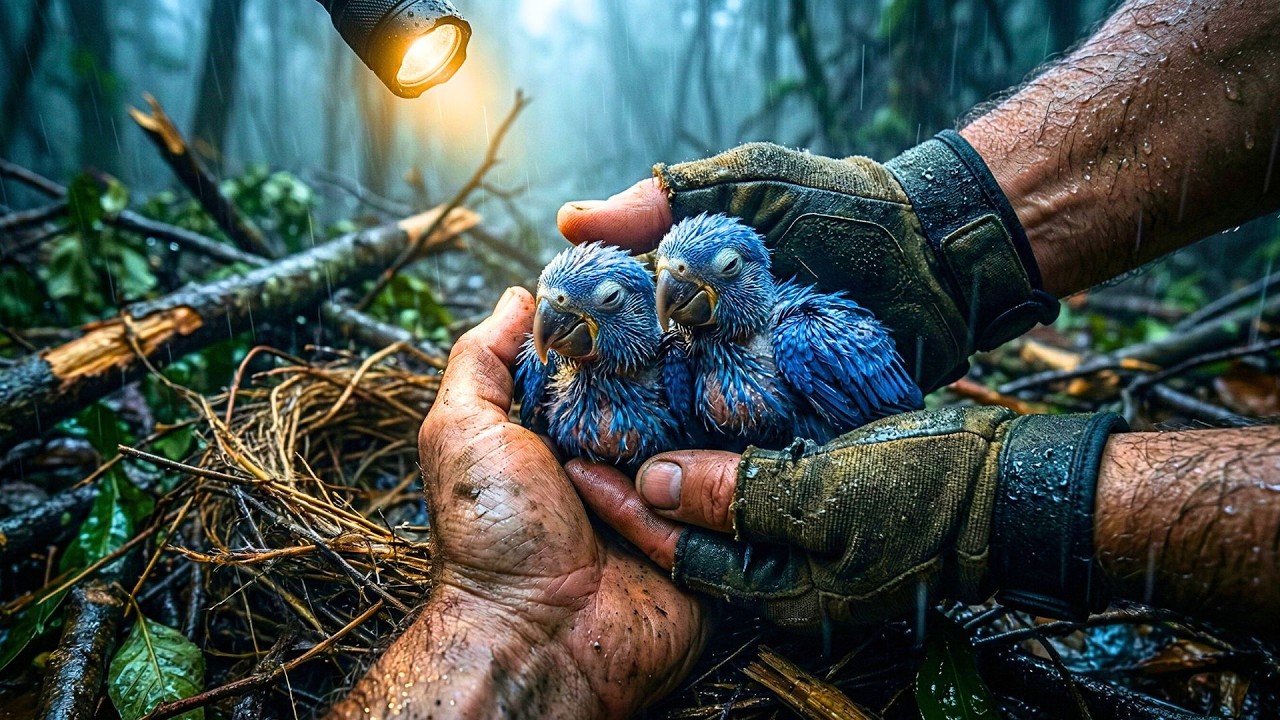 Storm Destroyed Their Nest: Rescuing Two Freezing Blue Chicks
