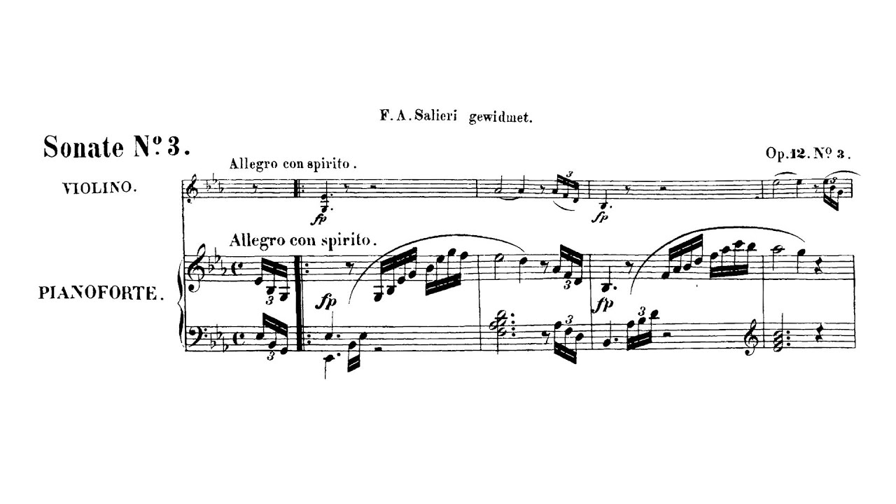 Beethoven - Violin Sonata No. 3 in E-Flat Major, Op. 12 No. 3 (Audio+Sheet) [Menuhin/Kempff]