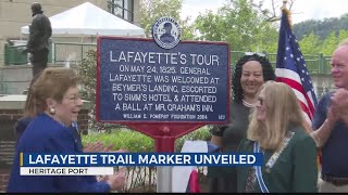 Historic Lafayette Trail marker unveiled at Heritage Port