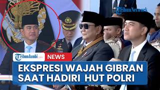 Ekspresi Gibran saat Hadiri HUT Bhayangkara Dampingi Prabowo