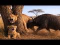 هل ينجو الأسد عندما يواجه غضب الجاموس الإفريقي