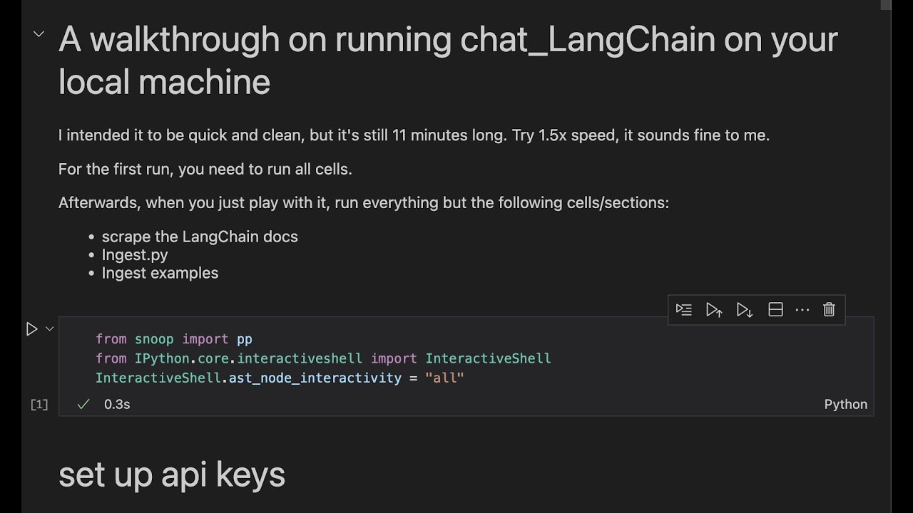 11 minutes step-by-step walkthru on running chat_LangChain locally ...