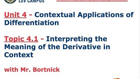AP Calculus AB - 4.1 Interpreting the Meaning of the Derivative in Context