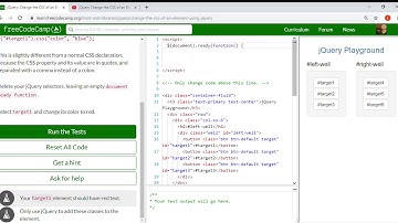 jQuery  Change the CSS of an Element Using jQuery   Learn freeCodeCamp   Google Chrome 2019 09 17 17