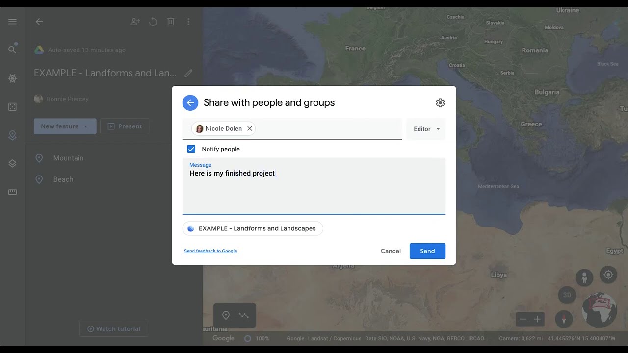 How to share a project with your teacher on Google Earth - YouTube