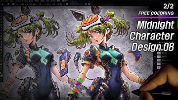 [Midnight Character Design] CHARACTER DESIGN Coloring - Step by Step Tutorial | Photoshop 2/2