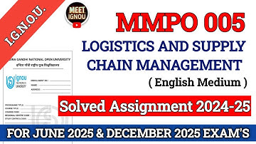 MMPO 005 Solved Assignment 2024-25 // Logistics and Supply Chain Management // #mmpo005_assignment