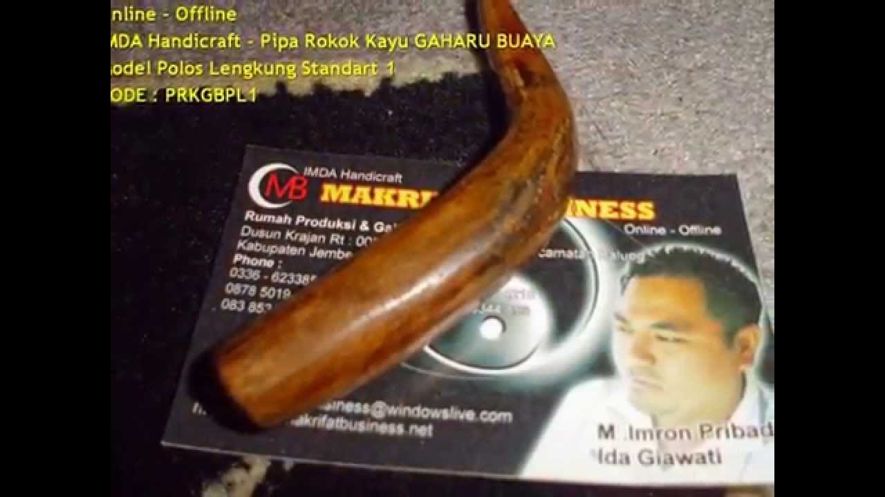 Pipa Rokok Kayu GAHARU BUAYA model polos lengkung Standart