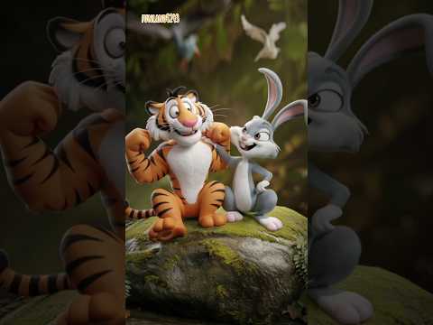 One day a rabbit and a lion met in the forest😘🤗#shortvideo #youtubeshorts #wildlife #friendsstory