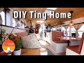 Couple built STUNNING Tiny Home Skoolie during pandemic - under $40k!