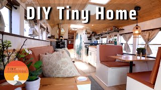 Couple built STUNNING Tiny Home Skoolie during pandemic - under $40k!