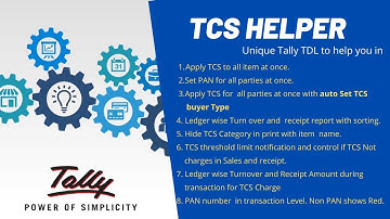 "TCS Helper " Unique TDL for Managing TCS on Tally.ERP 9