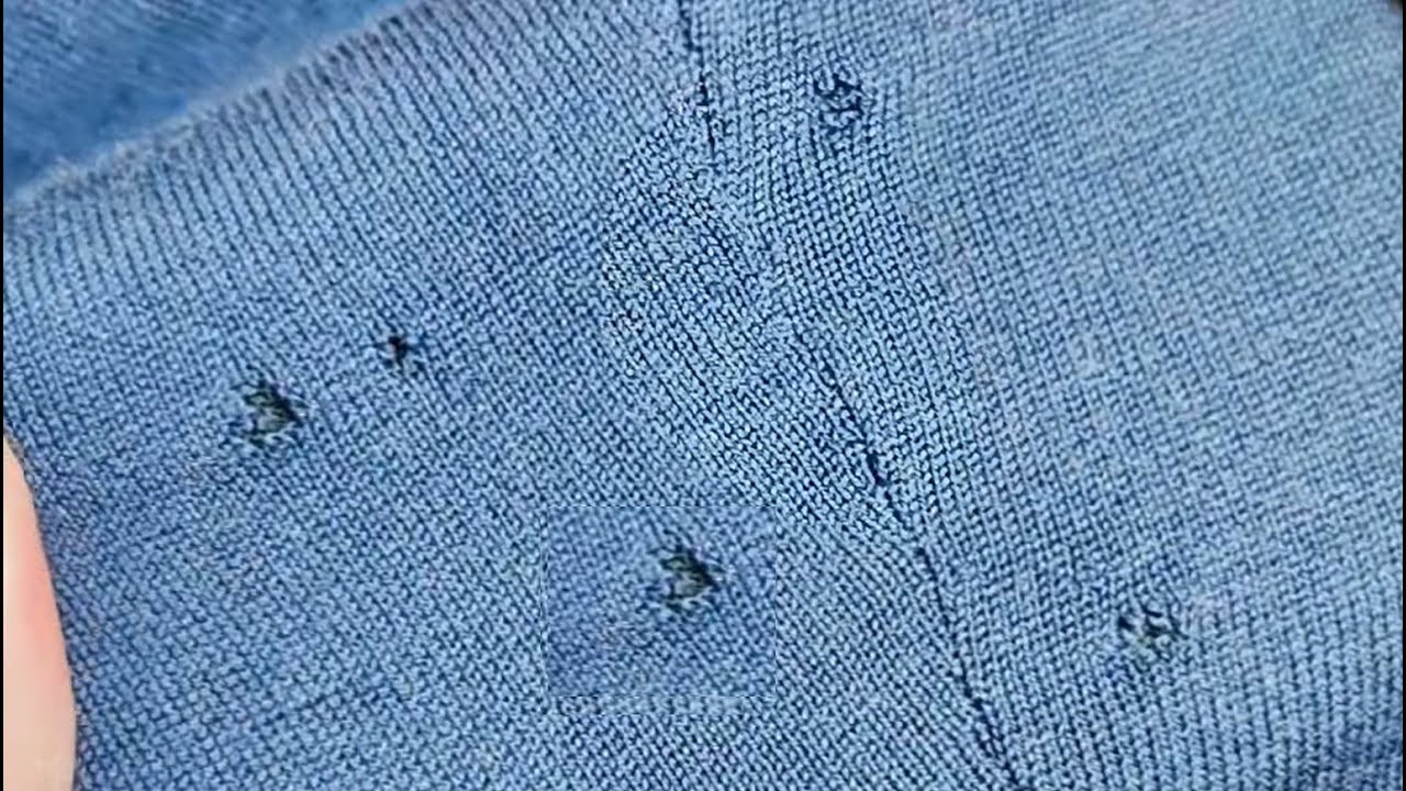 Repairing holes in a thin cashmere sweater - YouTube
