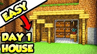 Minecraft Easy 5-Minute Day 1 House Base Tutorial (How to Build)