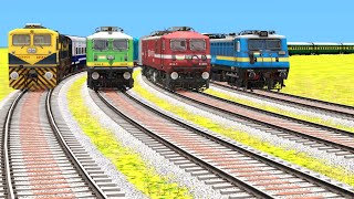 4 RAILWAY LINE CURVED RAILROAD CROSSING ON BUMPY RAILROAD TRACKS | Train Simulator