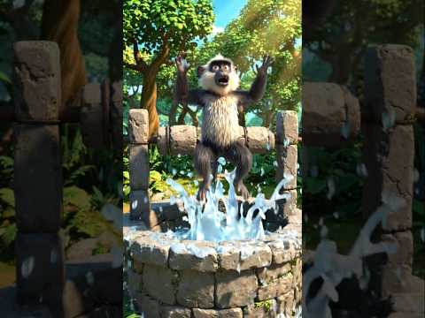 The monkey fell into the water well #shorts #UsaShorts #KidsCartoonShorts