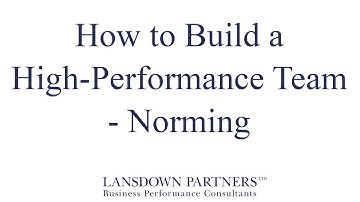 Video 8: How to Build a High-Performance Team - The Norming Stage
