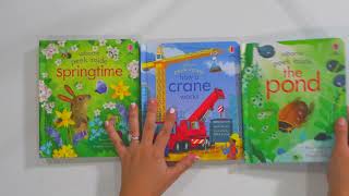NEW Usborne Peek Inside Books! SPRING TIME, HOW A CRANE WORKS, THE POND!