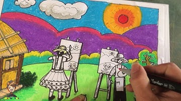 Mĩ thuật 8 |vẽ tranh đề tài ước mơ của em | hướng dẫn tô mầu |#painting #drowing #bài_4 @CenterART