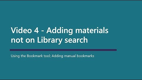Reading lists video 4 - Bookmark tool