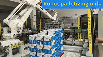 Robot palletizing milk#machine #factory #manufacturing