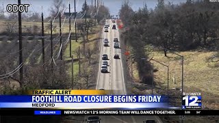 Partial road closure on Foothill in Medford begins Friday