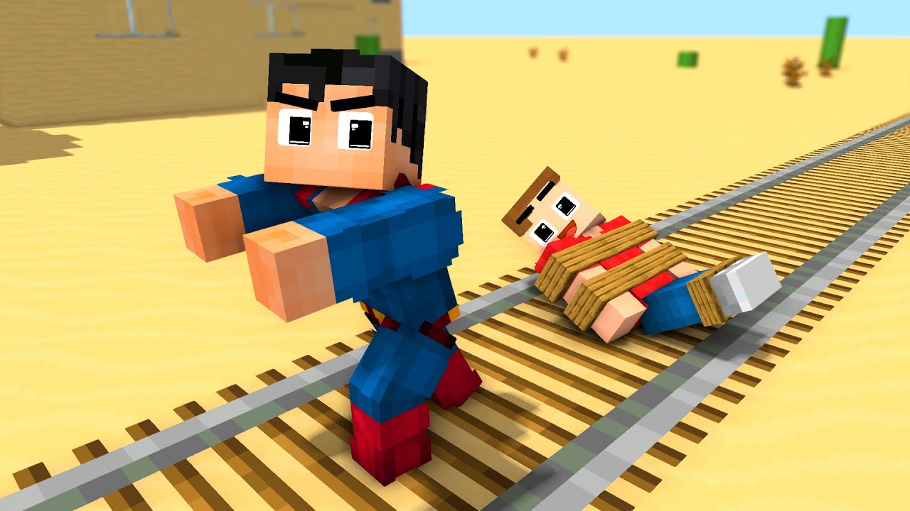 Spider-Man Saves A Man On The Tracks | Minecraft Meme | Animation Comedy
