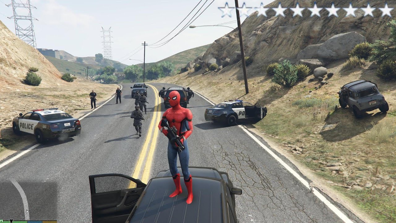 SPIDERMAN CRAZY | What Happens If You Get 10 Stars in GTA 5? (Epic Cop Battle)