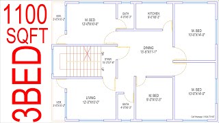 HOUSE PLAN DESIGN EP 54 1100 SQUARE FEET 4 BEDROOMS HOUSE PLAN LAYOUT PLAN