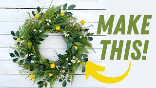 How to make a SUMMER WREATH WITH FAUX FLORALS! DIY wreath tutorial