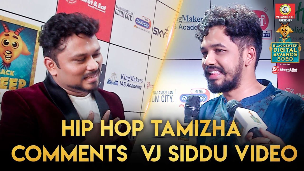 Hiphop Tamizha Comments VJ Siddu Video | Blacksheep Digital Awards 2020 ...