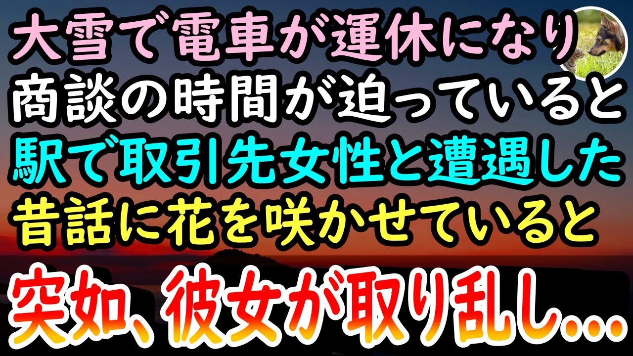 【感動する話】大雪で電車が運休になり商談に遅刻しそうな俺。するとタクシー乗り場で取引先の美人受付嬢とバッタリ遭遇した→手土産の話をしていると、突然女性が肩を震わせ泣き出して…【泣ける話】