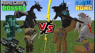 Godzilla VS Kong VS TITAN Minecraft BOSSES (TITAN MINECRAFT BATTLE)