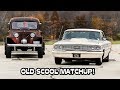 50 GASSER JEEP PICKUP VS 63 GALAXIE 500 OLD FRIENDS MATCH UP OLD SCHOOL STYLE BYRON