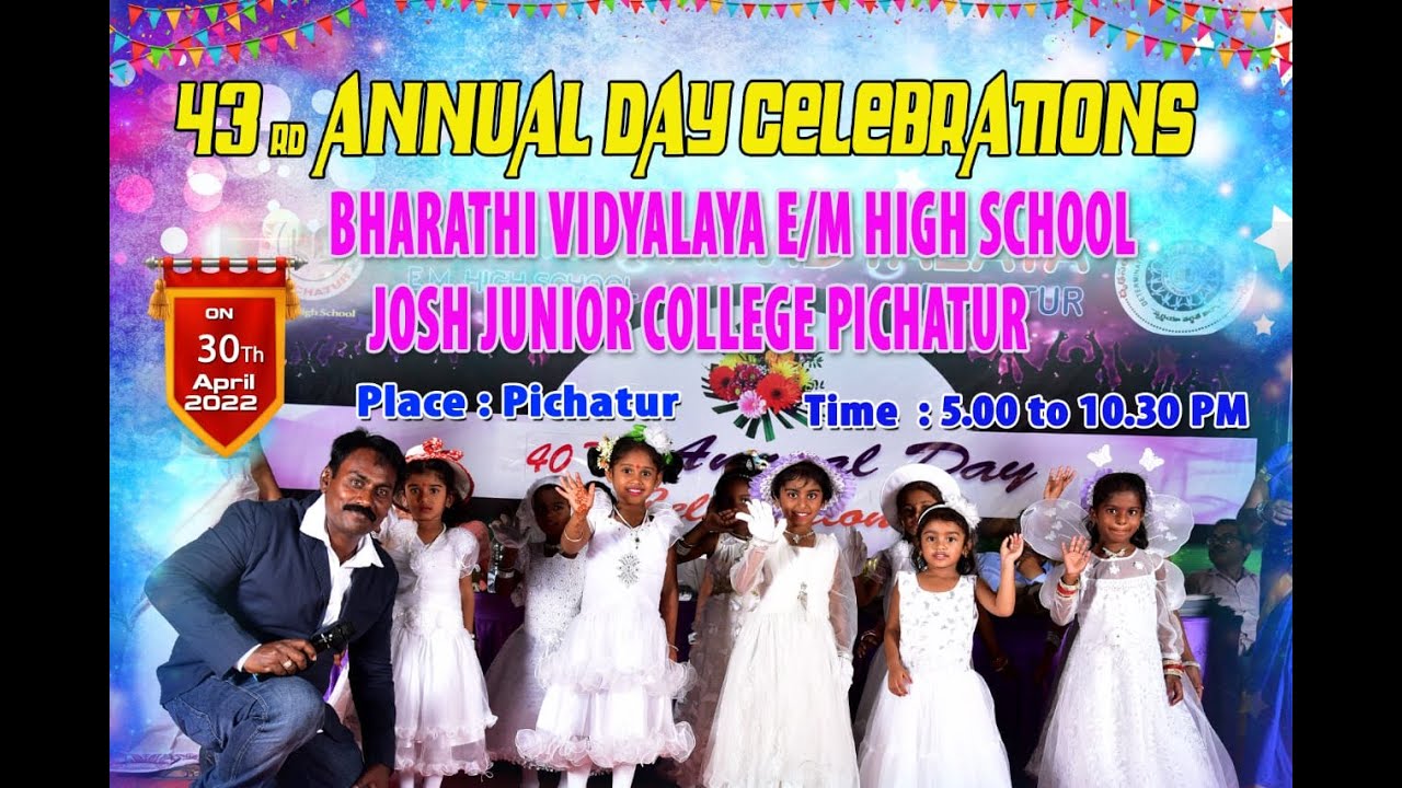 43rd Annual day celebration  Live Stream  Bharathi Vidyalaya EM High School