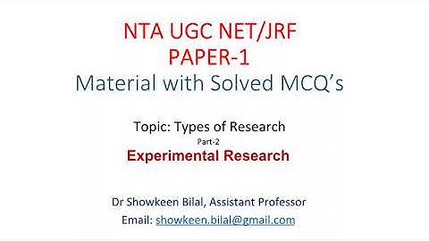 Types of Research- Experimental Research#ugcneteducation #ugcnetexam