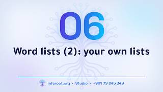 06 Inforoot Studio | Word lists (2): your own lists