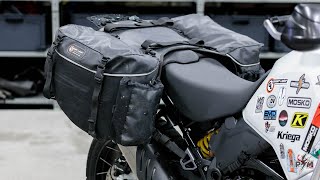 Perun moto Ducati DesertX Top luggage rack and Tie-down brackets with Giant Loop Siskiyou