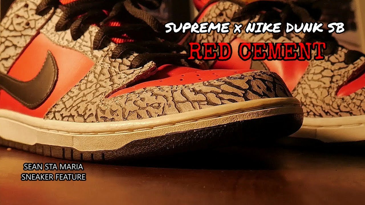 Supreme X Nike Dunk SB Low RED CEMENT: commentary, on-feet montage