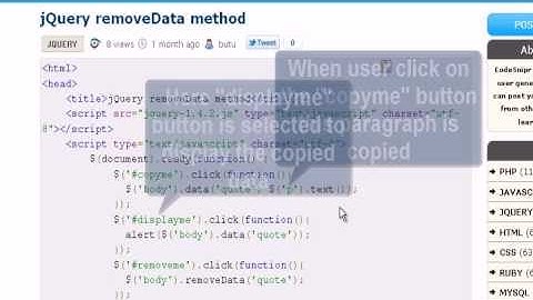 JQUERY Tutorial : jQuery removeData method